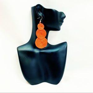 Handmade Orange Jute Earrings